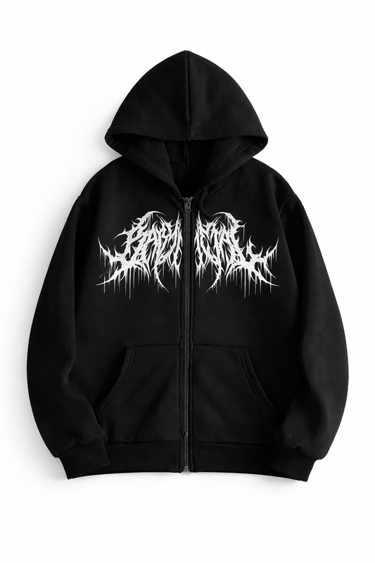 Black Metal Zip-Up Hoodie